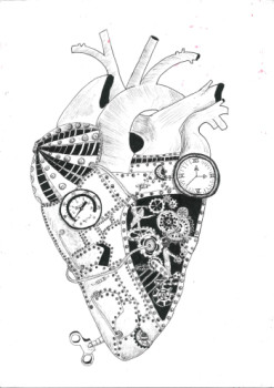 Œuvre contemporaine nommée « Le cœur mécanique », Réalisée par RACHEL MATHIEU