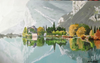 Œuvre contemporaine nommée « Un lac en Italie », Réalisée par ANDRé FEODOROFF