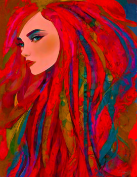 Œuvre contemporaine nommée « Girl with red hair », Réalisée par DORON B