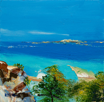 Œuvre contemporaine nommée « Calanque - Huile au couteau », Réalisée par PATRICK BAUQUEL