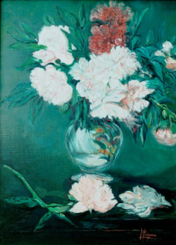 Œuvre contemporaine nommée « Les pivoines dans un vase d'après Édouard Manet », Réalisée par IRYNA MALYNOVSKA