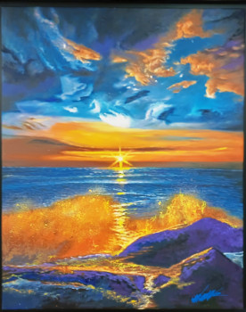Œuvre contemporaine nommée « Lever de soleil sur la mer », Réalisée par GABRIEL ANGELO CAMPANOZZI