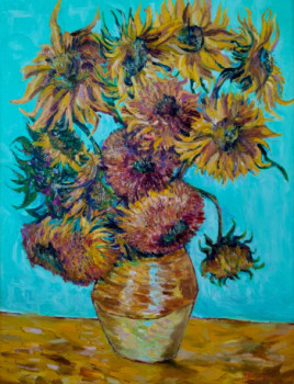 Œuvre contemporaine nommée « Les tournesols d'après Vincent Van Gogh », Réalisée par IRYNA MALYNOVSKA