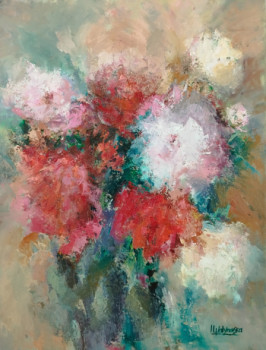 Œuvre contemporaine nommée « Bouquet de Fleurs Abstrait », Réalisée par IRYNA MALYNOVSKA