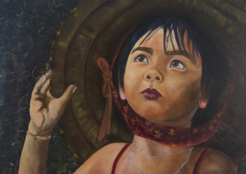 Œuvre contemporaine nommée « L'ENFANT AU CHAPEAU », Réalisée par REGINE PELTIER