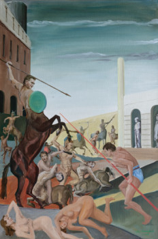 Œuvre contemporaine nommée « Le combat des Centaures et des Lapithes », Réalisée par GILLES CHAMBON