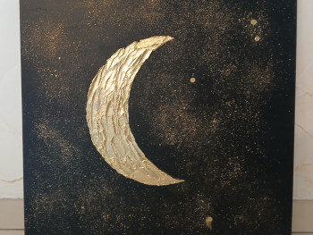 Œuvre contemporaine nommée « Lune d'or », Réalisée par MIMIE