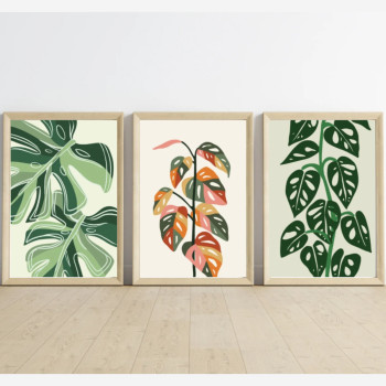 Œuvre contemporaine nommée « Trio affiches collection plante », Réalisée par AL CRéATION