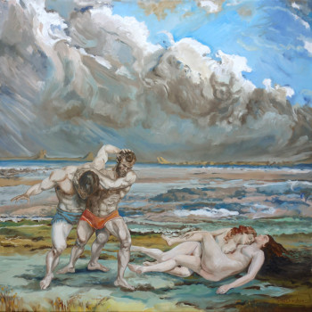 Œuvre contemporaine nommée « Corps-à-corps, hommage à Courbet », Réalisée par GILLES CHAMBON
