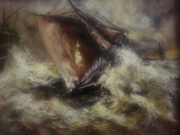 Œuvre contemporaine nommée « D'après Richard Brydge, Ship in a Seastorm on the Coast », Réalisée par LA CIGOGNE