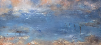 Œuvre contemporaine nommée « Brume Bleue 3 », Réalisée par SANDRINE BELMONT