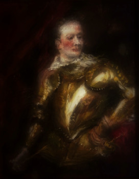 Œuvre contemporaine nommée « D'après Anthony Van Dyck, Jeune Homme en Armure Royale », Réalisée par LA CIGOGNE