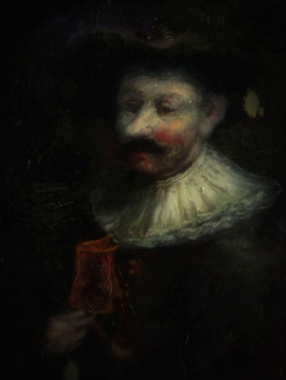 Œuvre contemporaine nommée « D'après Rembrandt, Homme Noble à l'Amphora », Réalisée par LA CIGOGNE