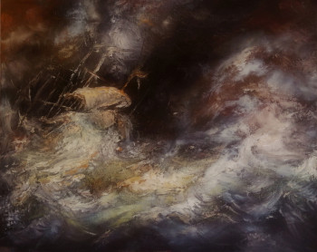 Œuvre contemporaine nommée « D'après Ludolf Backhuyzen, Fishing Ships in a Seastorm », Réalisée par LA CIGOGNE