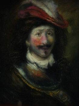 Œuvre contemporaine nommée « D'après Govert Flinck, Homme Orné d'un Chapeau à Plume », Réalisée par LA CIGOGNE