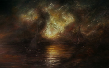 Œuvre contemporaine nommée « D'après Knud Baade, Full Moon Over the Lake », Réalisée par LA CIGOGNE