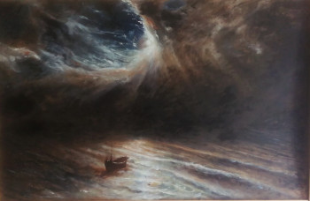 Œuvre contemporaine nommée « D'après Knud Baade, Boat at the Moon », Réalisée par LA CIGOGNE