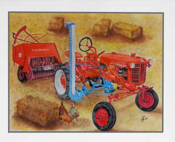 Œuvre contemporaine nommée « Tracteur et botteleuse Mc-Cormick             1 », Réalisée par GERARD DESSERTINE