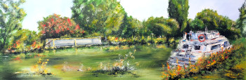 Œuvre contemporaine nommée « CANAL DU MIDI - LE LAVOIR DE VILLESEQUELANDE », Réalisée par JEAN-CLAUDE LANNES