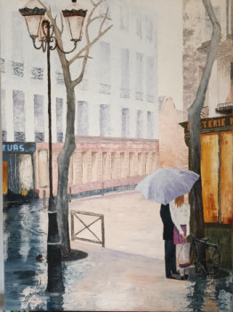 Œuvre contemporaine nommée « Paris sous la pluie », Réalisée par FRANçOISE UBéDA