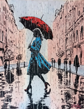 Œuvre contemporaine nommée « Jour de pluie en ville », Réalisée par JEAN-CLAUDE ROBLES