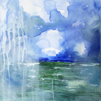 Œuvre contemporaine nommée « Blue Horizon – Echoes of the Sky I », Réalisée par HELENE LUISE SCHENK