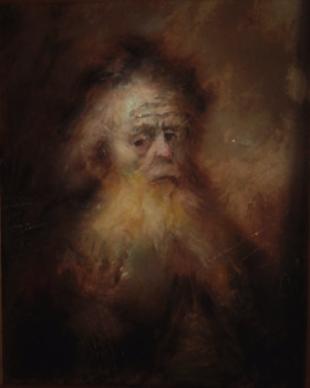 Œuvre contemporaine nommée « D'après Rembrandt, Portrait of an Old Man », Réalisée par LA CIGOGNE