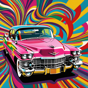 pink Cadillac pop art Sur le site d’ARTactif