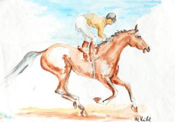 Œuvre contemporaine nommée « Jockey im Ausgalopp », Réalisée par HORST LUDWIG  "ALKUHL"