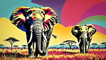 les elephants façon pop art Sur le site d’ARTactif