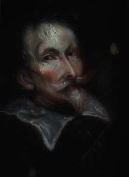 Œuvre contemporaine nommée « Inspiré de Van Dyck, Portrait d'un Homme avec un Outil Médical », Réalisée par LA CIGOGNE