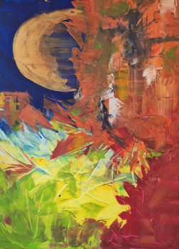 Œuvre contemporaine nommée « LUNE D AUTOMNE », Réalisée par CHRISLINE