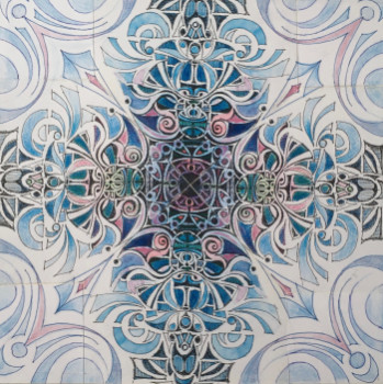 Œuvre contemporaine nommée « MANDALA bleu carré », Réalisée par LAULPIC