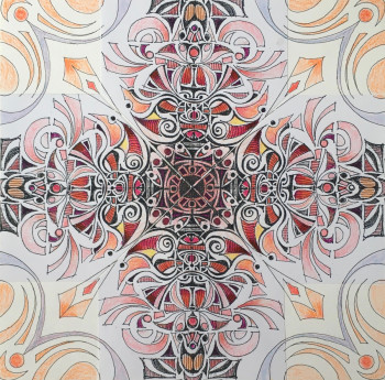 Œuvre contemporaine nommée « MANDALA rouge carré », Réalisée par LAULPIC