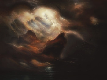 Œuvre contemporaine nommée « Inspiré de Knud Baade, Full Moon Over the Cliffs », Réalisée par LA CIGOGNE