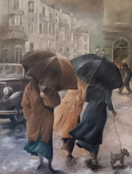 Œuvre contemporaine nommée « Pluie sur la ville », Réalisée par TONYGRAM.D