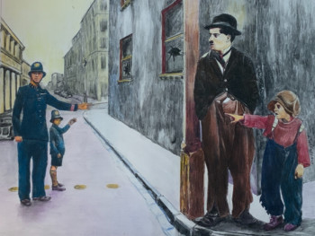 Œuvre contemporaine nommée « LE KID ET CHARLOT », Réalisée par JACQUES TAFFOREAU