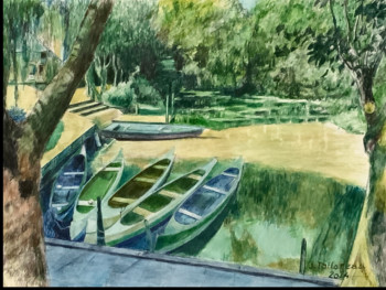 Œuvre contemporaine nommée « EMBARCADAIRE . LE MARAIS POITEVIN 1 », Réalisée par JACQUES TAFFOREAU