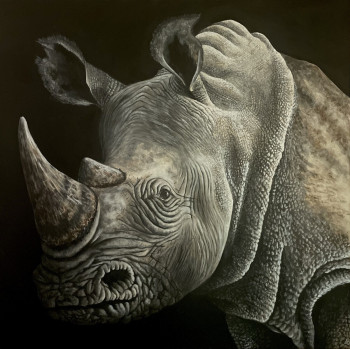 Œuvre contemporaine nommée « Portrait d’un rhinocéros », Réalisée par ANGEL’ART