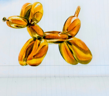 Œuvre contemporaine nommée « Golden Balloon Dog », Réalisée par RASMOUKAT