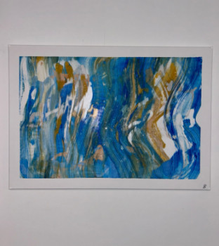 Œuvre contemporaine nommée « Blu gold paint », Réalisée par LRAINBOWPAINT