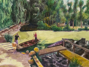 Œuvre contemporaine nommée « EMBARCADÈRE 02.  Marais Poitevin », Réalisée par JACQUES TAFFOREAU