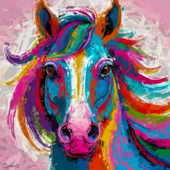 Œuvre contemporaine nommée « Colorful horse », Réalisée par DORON B