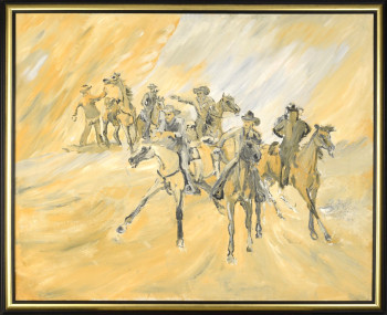 Œuvre contemporaine nommée « Im Strum des Westens – Der Anritt der Cowboys », Réalisée par HORST LUDWIG  "ALKUHL"