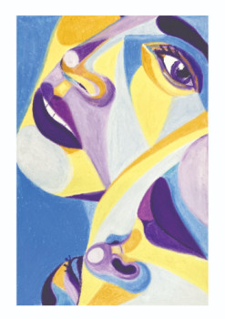 Œuvre contemporaine nommée « Femmes - Violet, Jaune et Bleu », Réalisée par BERGA