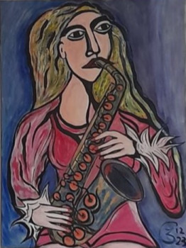 Œuvre contemporaine nommée « LA SAXOPHONISTE », Réalisée par JOSé GARCIA