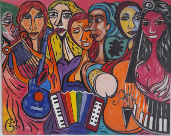 Œuvre contemporaine nommée « LES MUSICIENNES », Réalisée par JOSé GARCIA