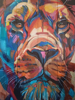 Œuvre contemporaine nommée « Colorfull lion », Réalisée par LODA