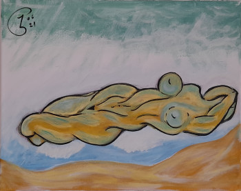 Œuvre contemporaine nommée « NUE SUR LE SABLE », Réalisée par JOSé GARCIA