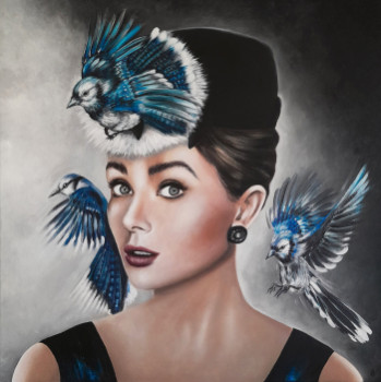 Œuvre contemporaine nommée « Blue birds », Réalisée par ESTELLE BARBET